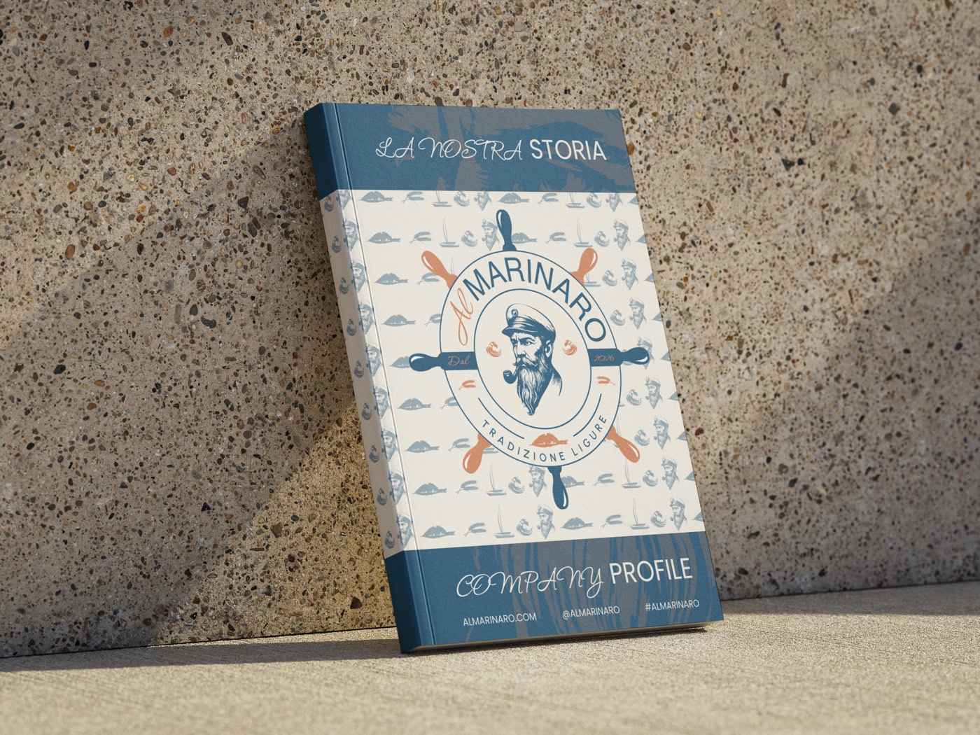 Il profilo aziendale Al Marinaro, col motivo ad ancore in copertina