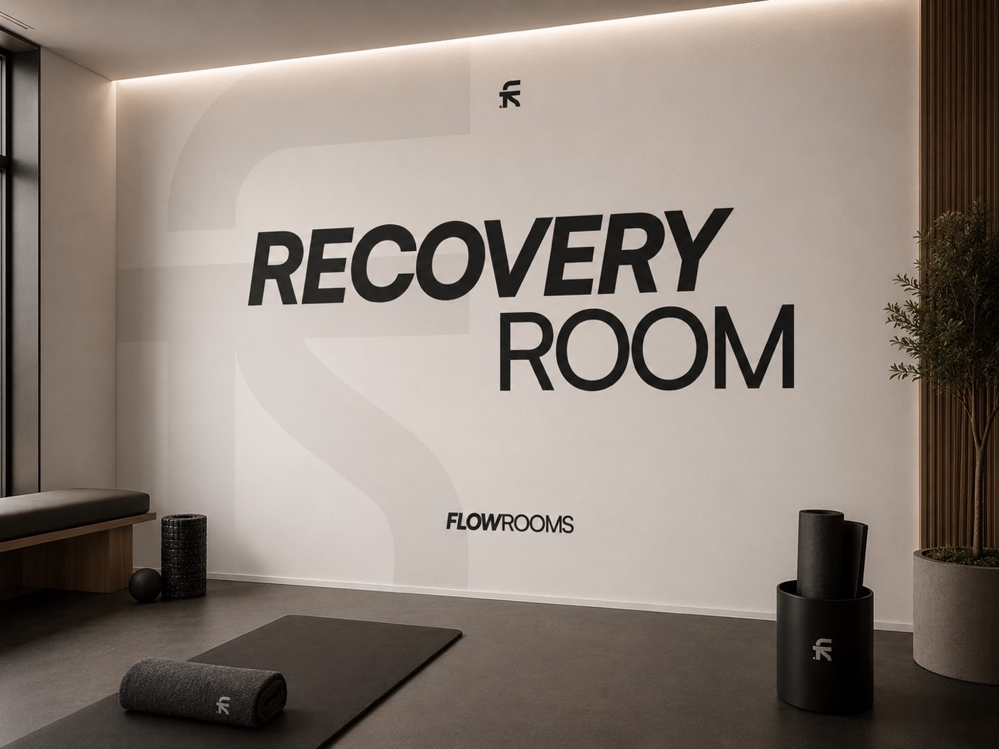 La Recovery Room, chiara, con tappetini e rulli per il recupero