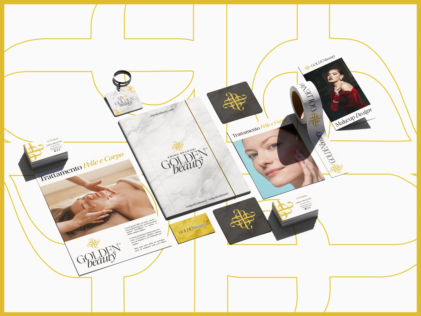Il sistema AB Golden Beauty al completo: stampati, listino e materiali