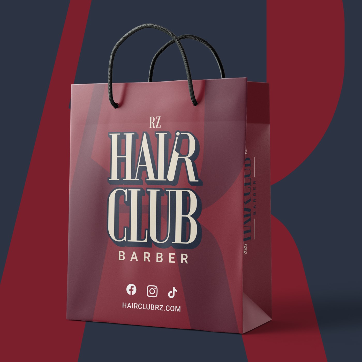 Shopper Hair Club bordeaux, col marchio e i canali social