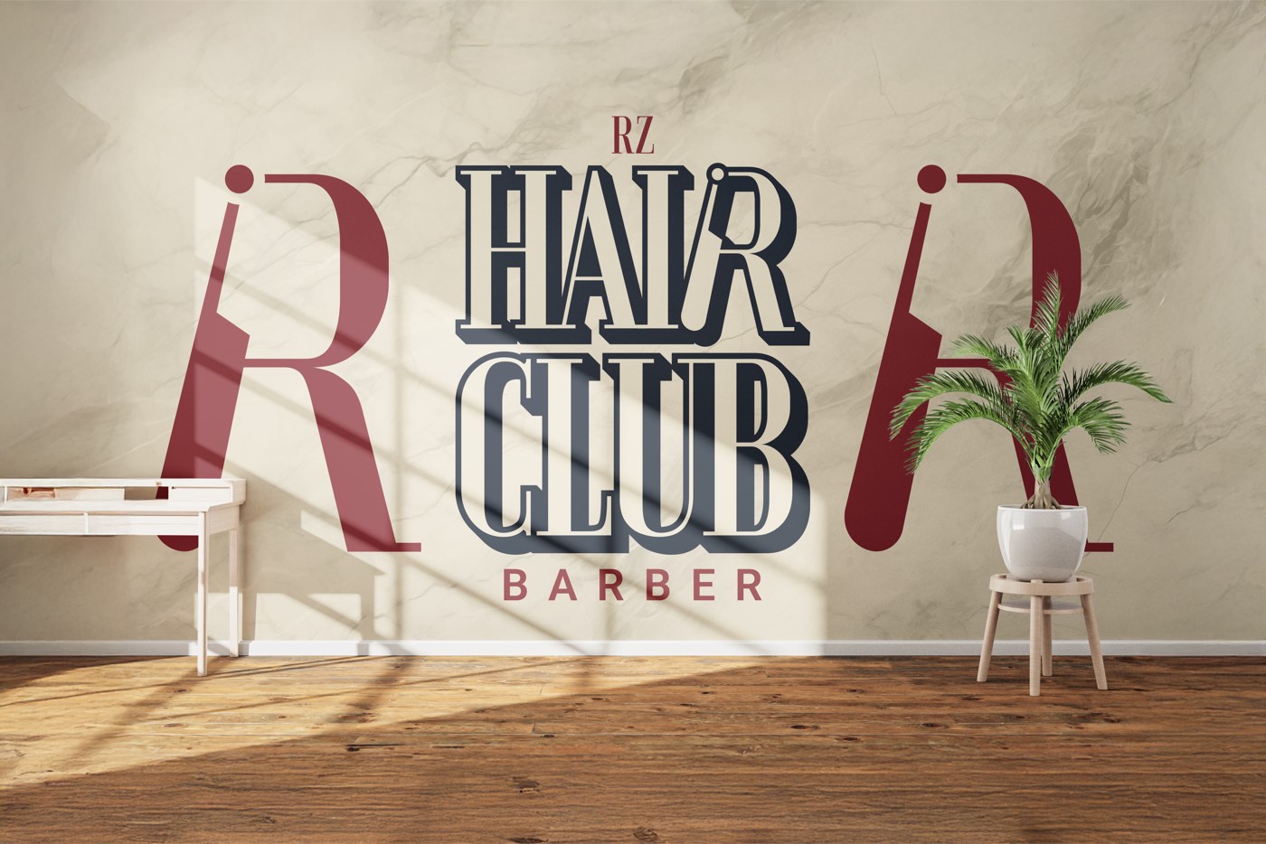 Il marchio Hair Club dipinto sulla parete del negozio, fra le due R